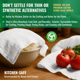 LITO Flour Sack Towels – versatile multi-use towels for baking and prep.