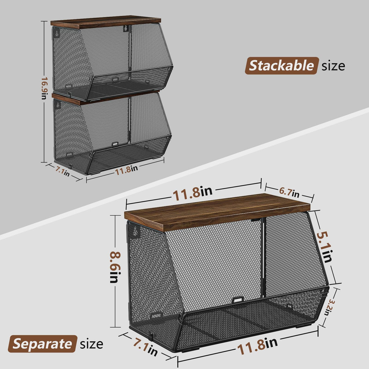 Litwaro 2-pack kitchen organizer provides extra space and clear visibility of items.