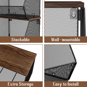 Litwaro foldable basket on wall offers versatile storage for bread, potatoes, and fruit.
