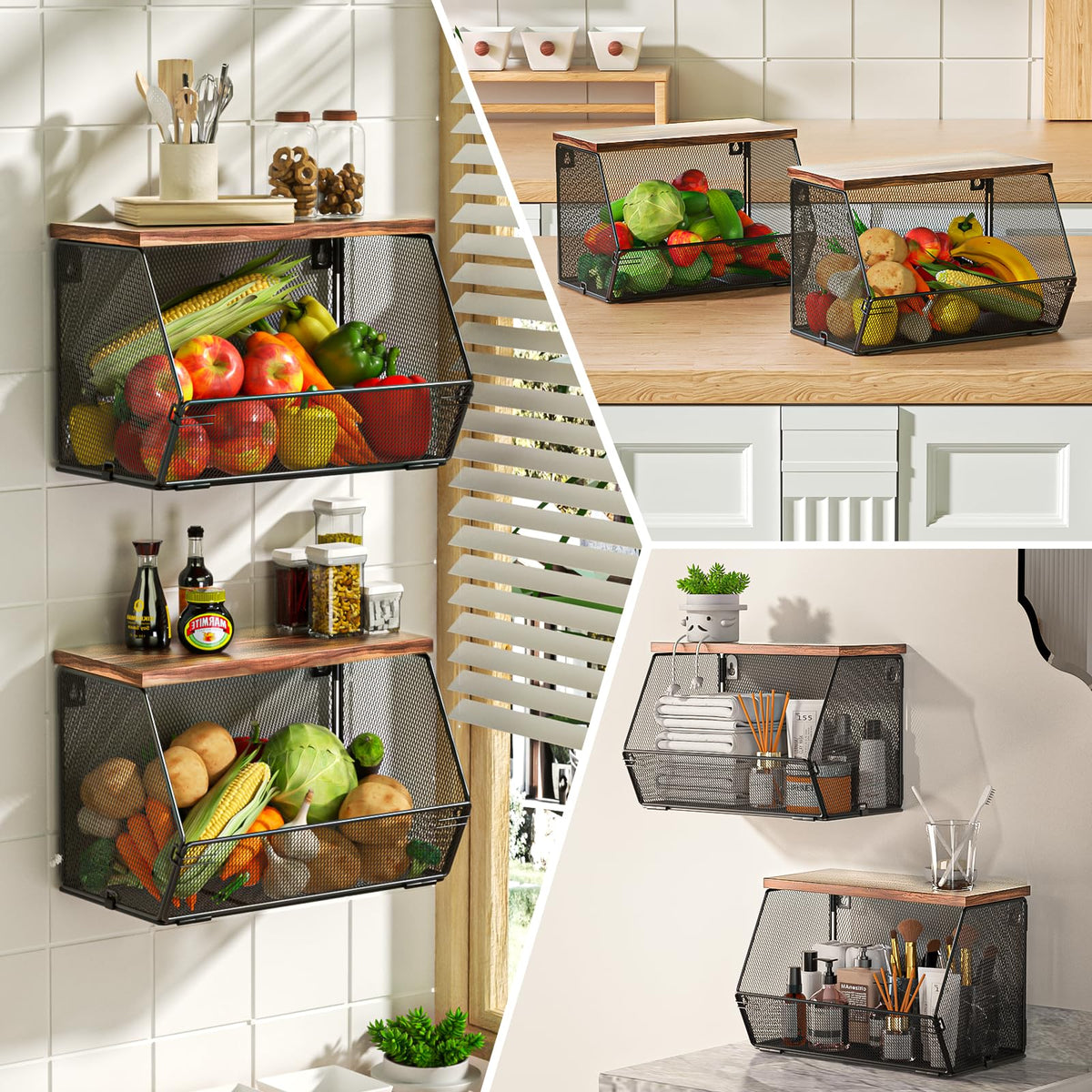Litwaro multi-purpose storage basket suits pantry or bathroom for towels and dry goods.