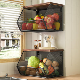 Litwaro stackable fruit basket assembly shows quick setup for clutter-free countertops.