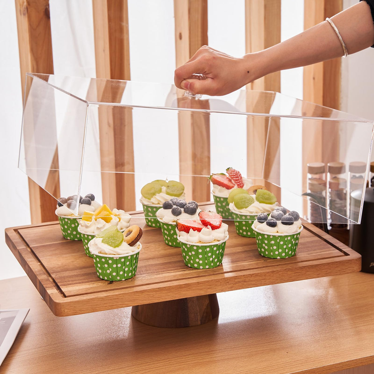 LiTY rectangular acacia cake stand showcases natural grain for stylish serving