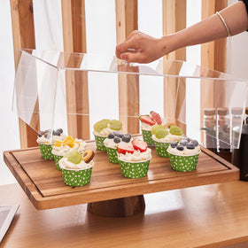 LiTY rectangular acacia cake stand showcases natural grain for stylish serving