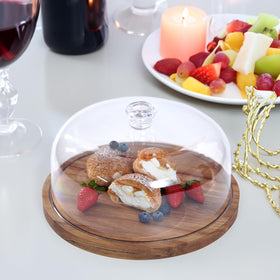 LiTY round dessert display board ready for cakes, pies, or cheese boards.