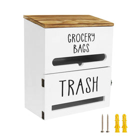 Liuceny trash bag dispenser wall mount wood finish for kitchen organization.