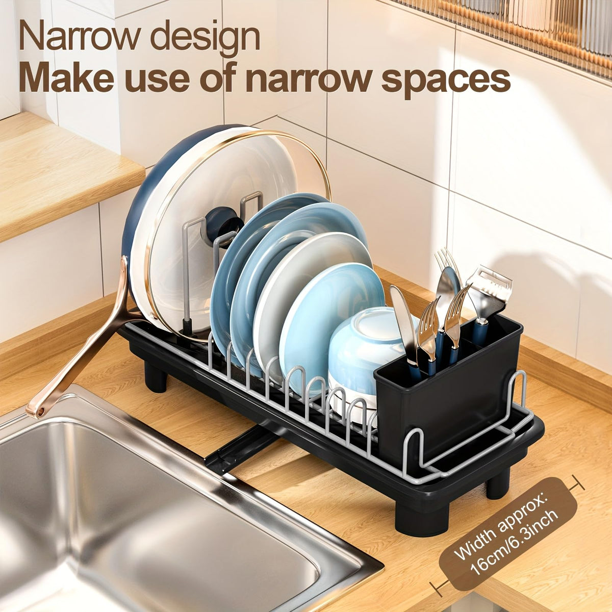 Liucocotos auto-drain angled spout channels water into sink for quick drying.