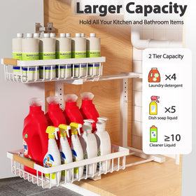 Liuoud two-tier pull-out baskets for easy reach to deep items