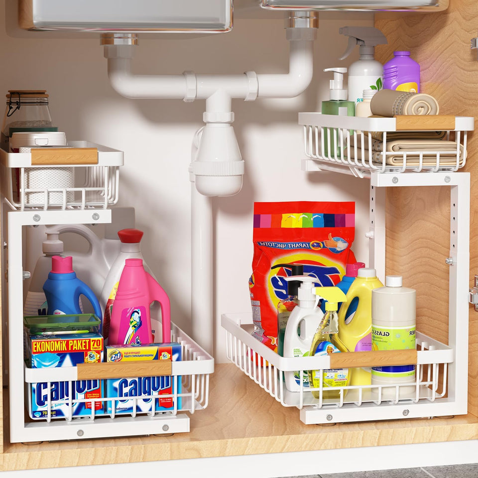 Liuoud under-sink organizer 2-pack improving cabinet organization and access