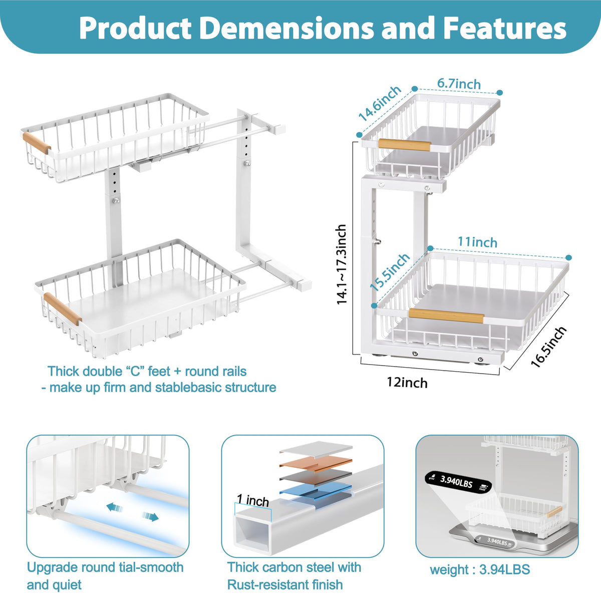 Liuoud upper and lower baskets with clear dimensions for capacity planning