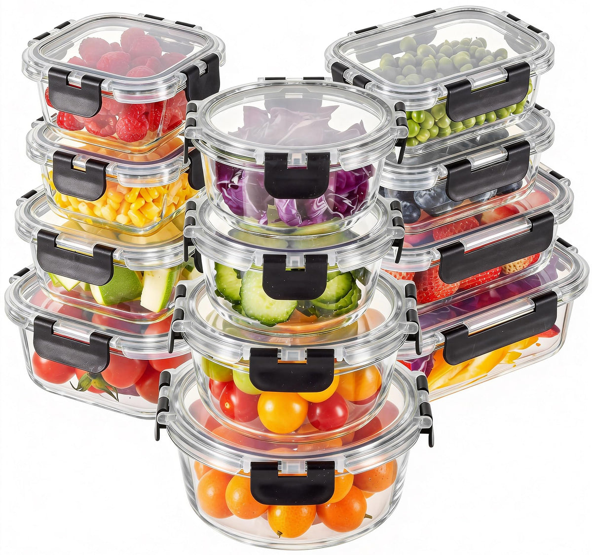 Liuruiyu glass storage containers for meal prep and leftovers.