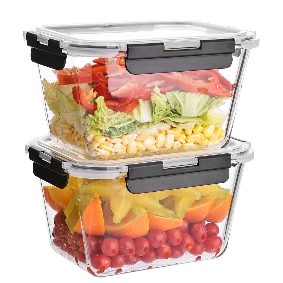 Liuruiyu 63oz glass container with lid for easy meal prep and freshness.