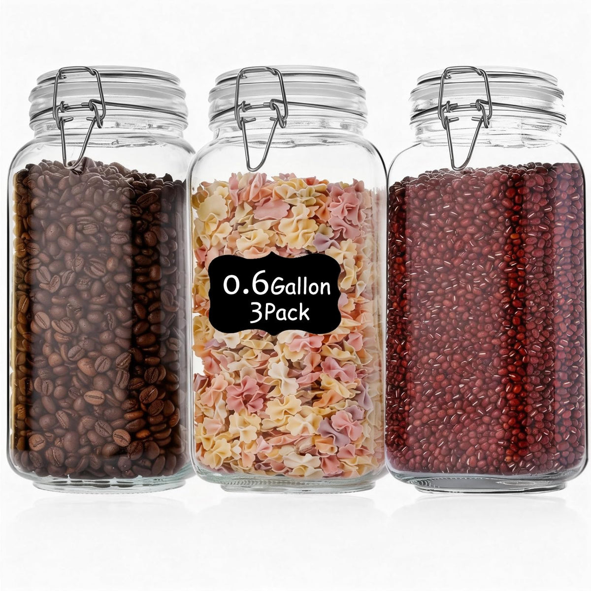 Liuruiyu 78oz glass storage jars with clear glass show contents and a wide mouth for easy filling.