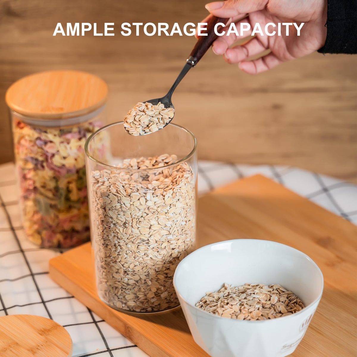 Liuruiyu airtight jars keep pantry ingredients fresh from fridge to cabinets.
