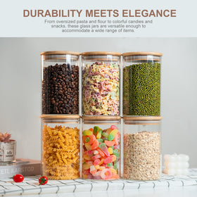 Liuruiyu 6-pack glass canisters simplify countertop organization and bulk storage.