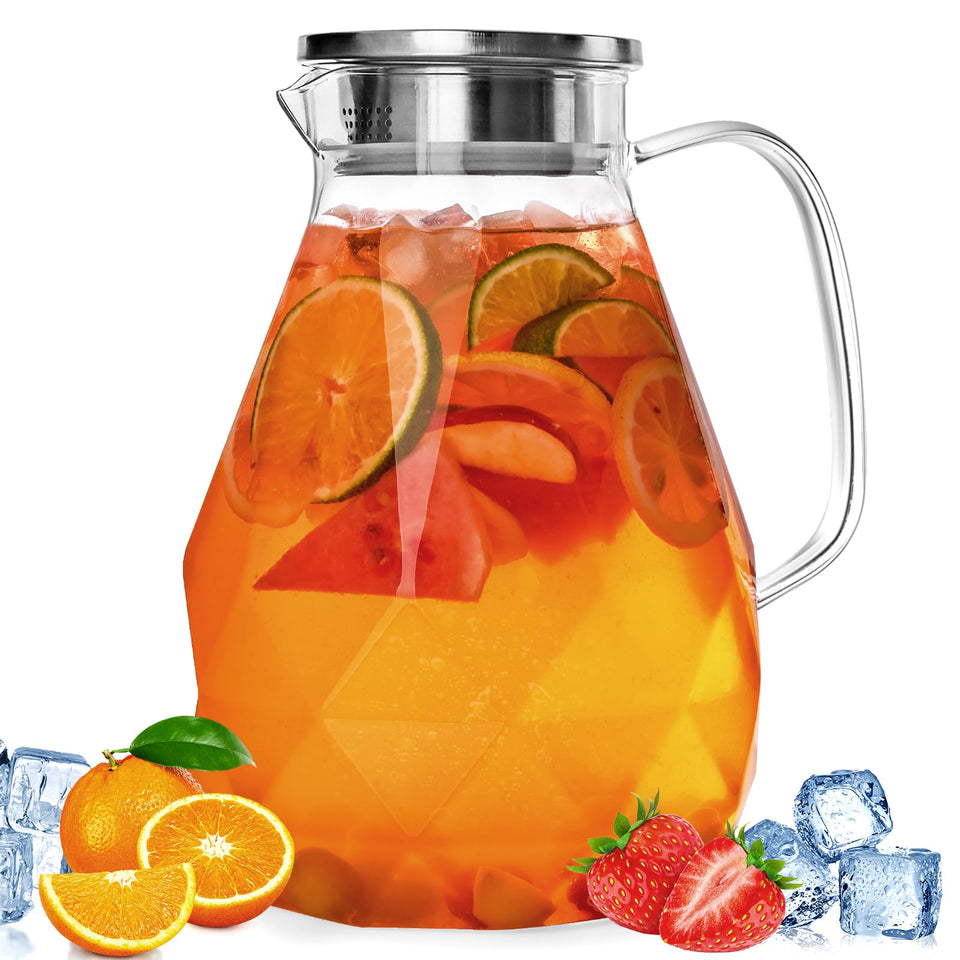 Liuruiyu glass pitcher with lid and rotating spout for neat pouring