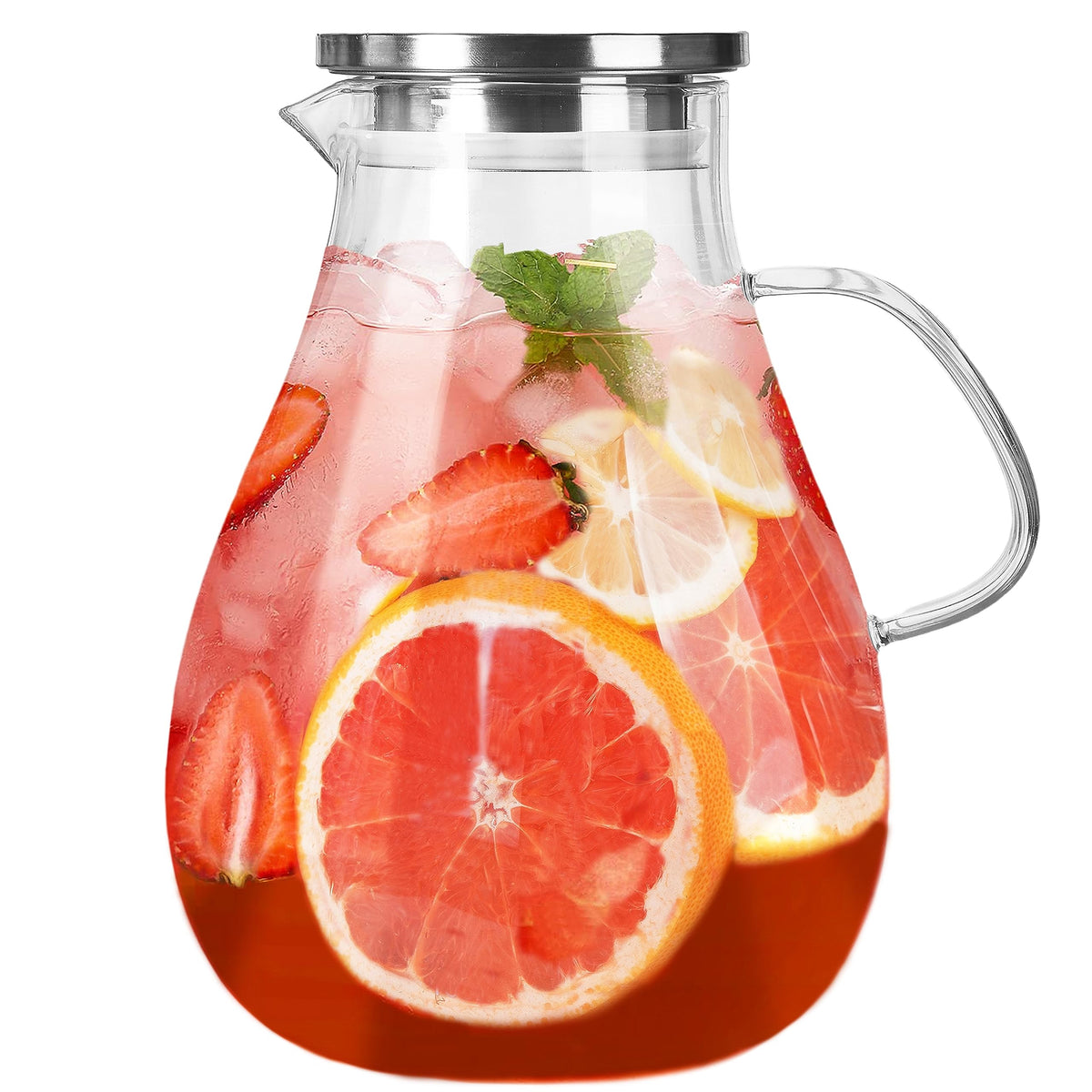 Liuruiyu one gallon glass pitcher with lid and handle for easy pouring