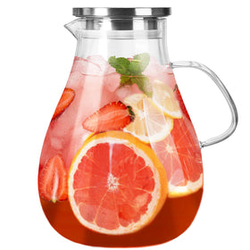 Liuruiyu one gallon glass pitcher with lid and handle for easy pouring