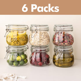 Durable thick glass jar suitable for pantry storage and daily use.