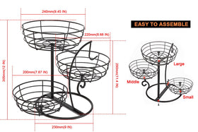 Livabber 3-tier fruit basket stand keeping fruits, vegetables, and bread neatly organized.