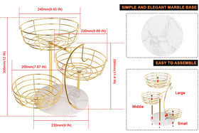 Livabber 3-tier marble-base fruit basket for organized produce