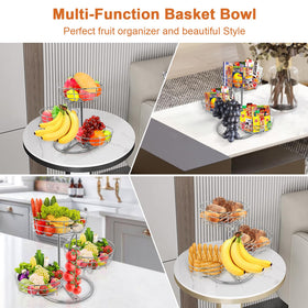 Livabber banana holder on chrome stand keeps bananas separate and ripening evenly