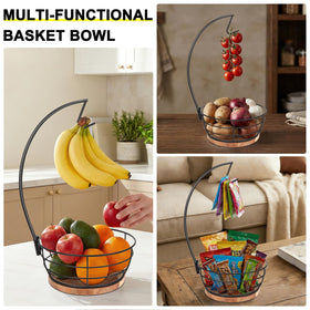 Livabber banana hanger in use on counter, keeping bananas separated.