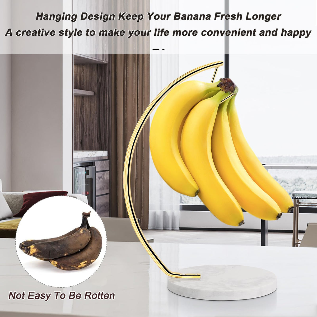 Livabber arc-design close-up showing protective curved support for bananas.