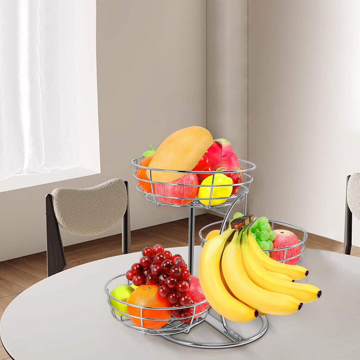 Livabber banana hanger keeps stems away from other produce for longer freshness