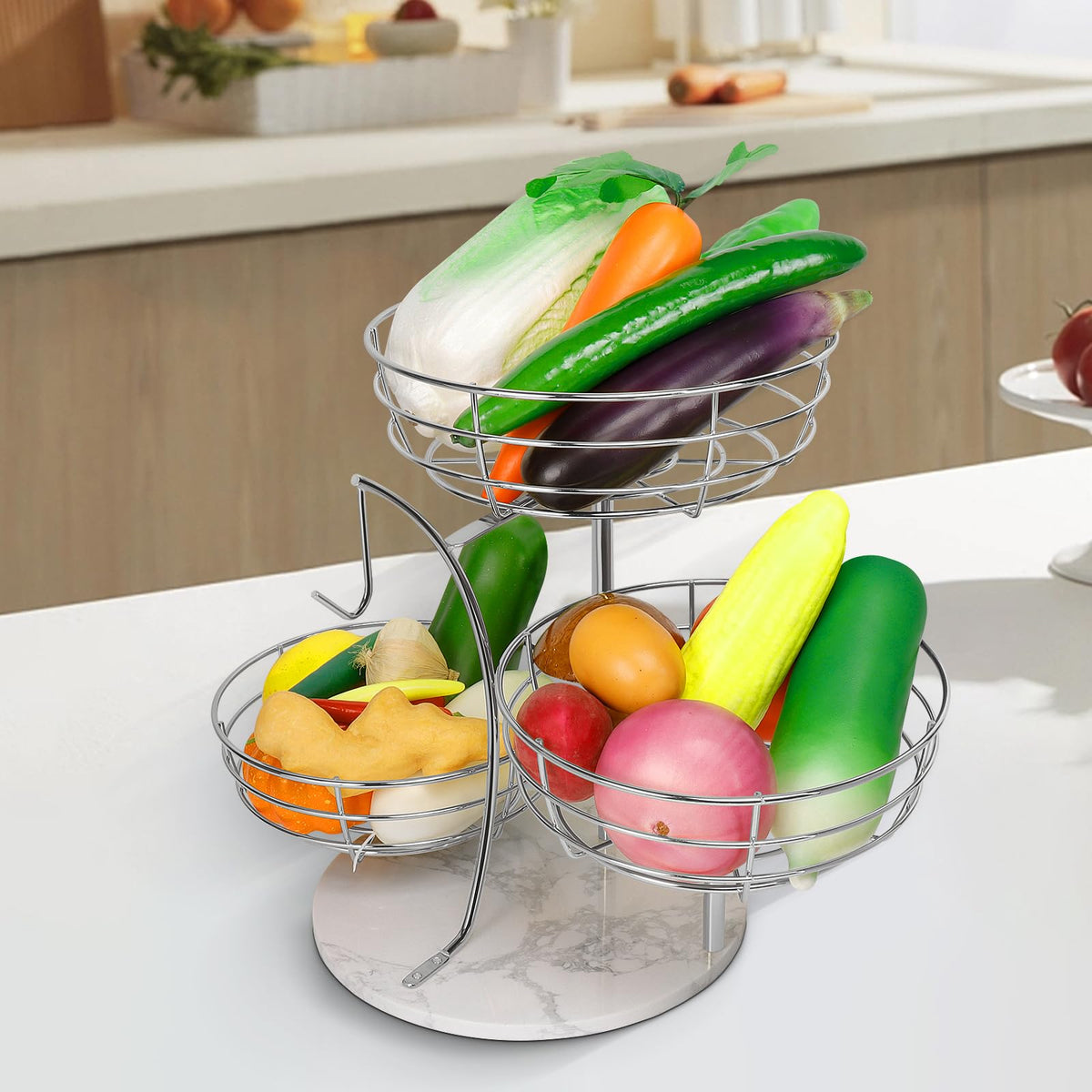 Livabber marble-base stability helps prevent tipping when reaching for a snack.