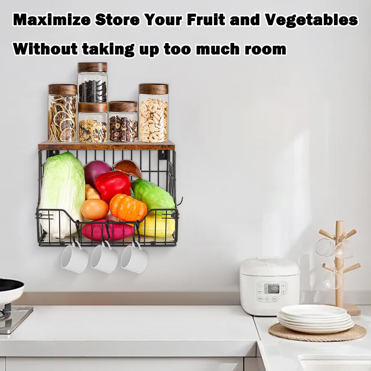 Livabber wire basket design promotes airflow and easy produce access