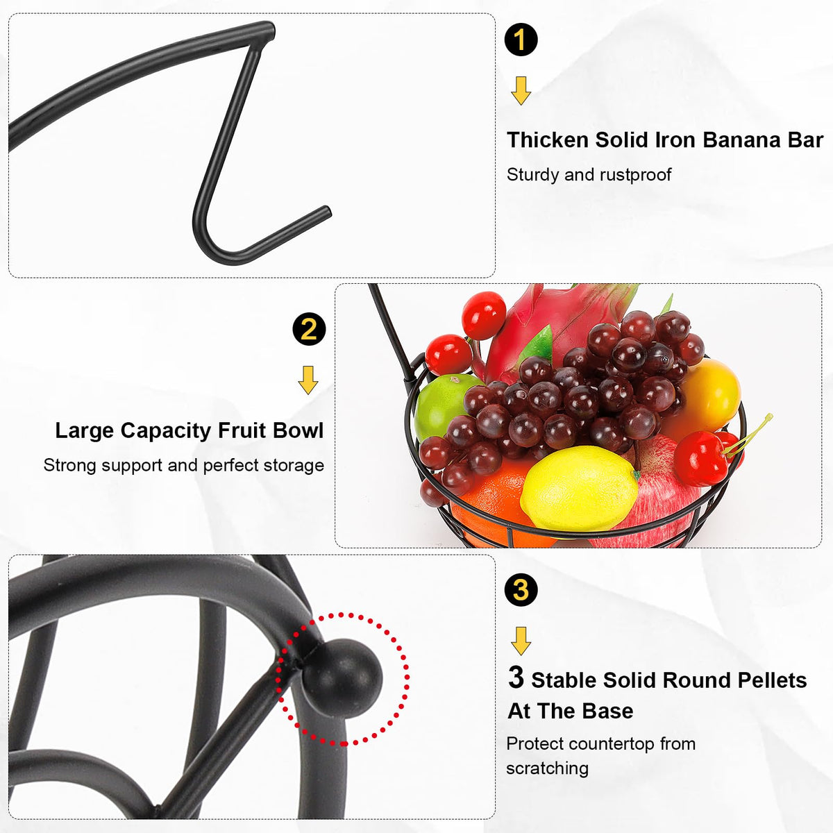 Livabber extra fruit storage on countertop helps organize apples, pears, grapes, and more.