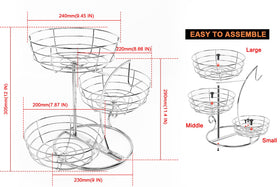 Livabber chrome 3-tier fruit stand shows safe breathable storage for fresh produce