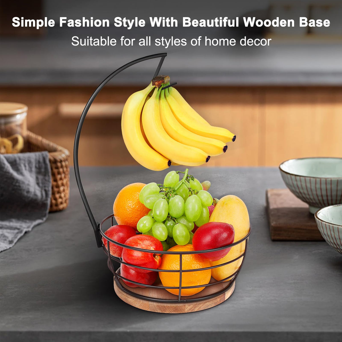 Livabber kitchen-dining display on table showing convenient fruit storage.
