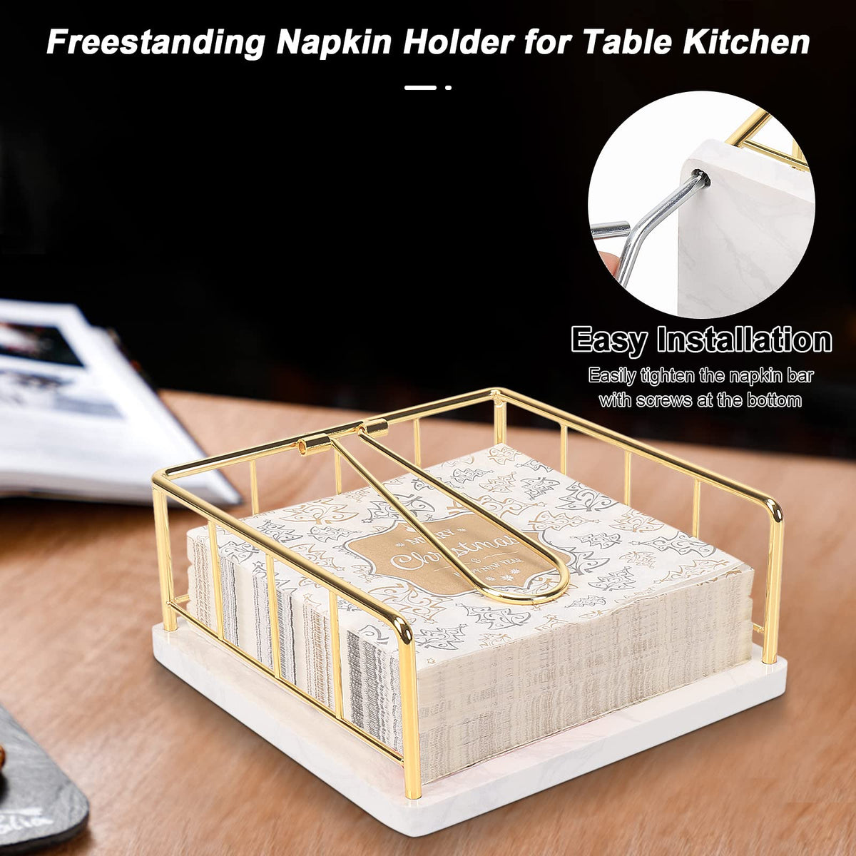 Livabber kitchen countertop holder keeps napkins accessible at mealtime.