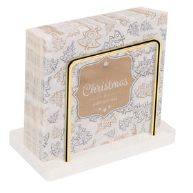 Livabber napkin holder with marble base and gold finish for stylish tabletop use