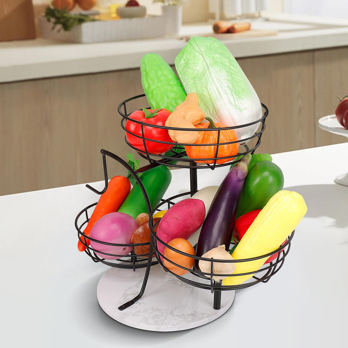 Livabber side-view shows the efficient 3-tier design saving counter space.