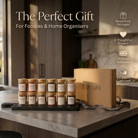 Reusable, refillable jars support sustainable kitchen habits.