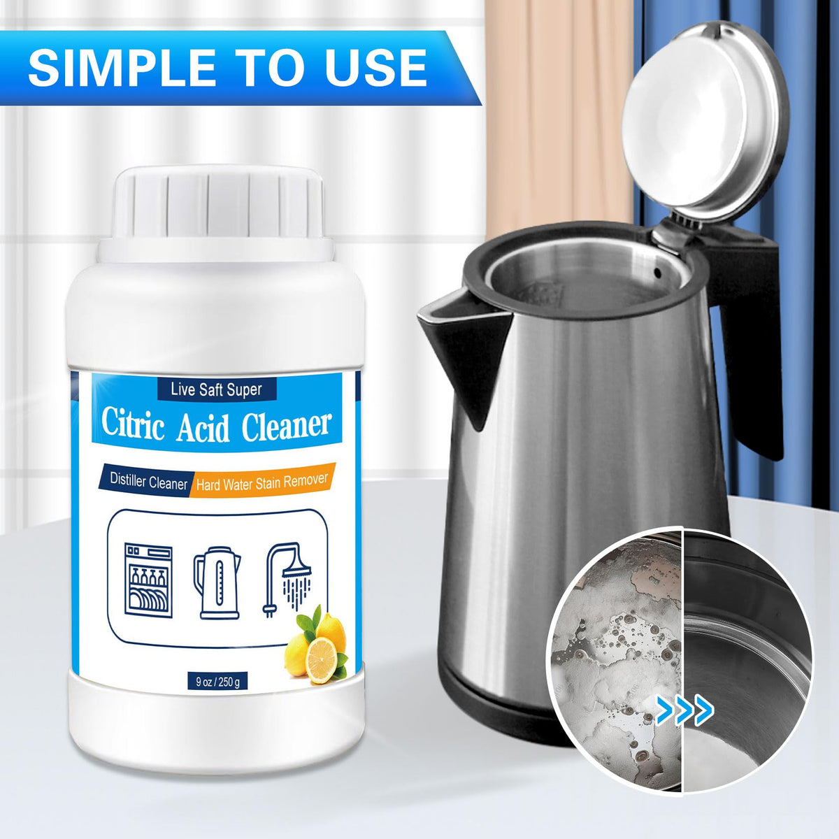 Live Saft Super hot water dispenser cleaner restores flow.