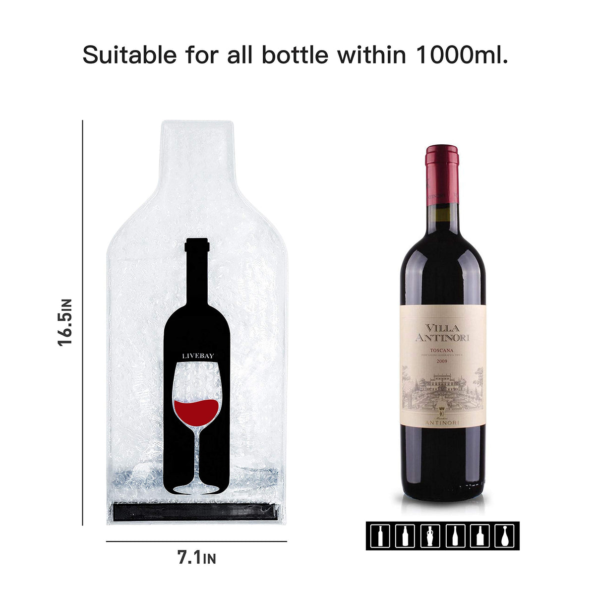 LIVEBAY lightweight bottle protector ready for carry-on and checked luggage