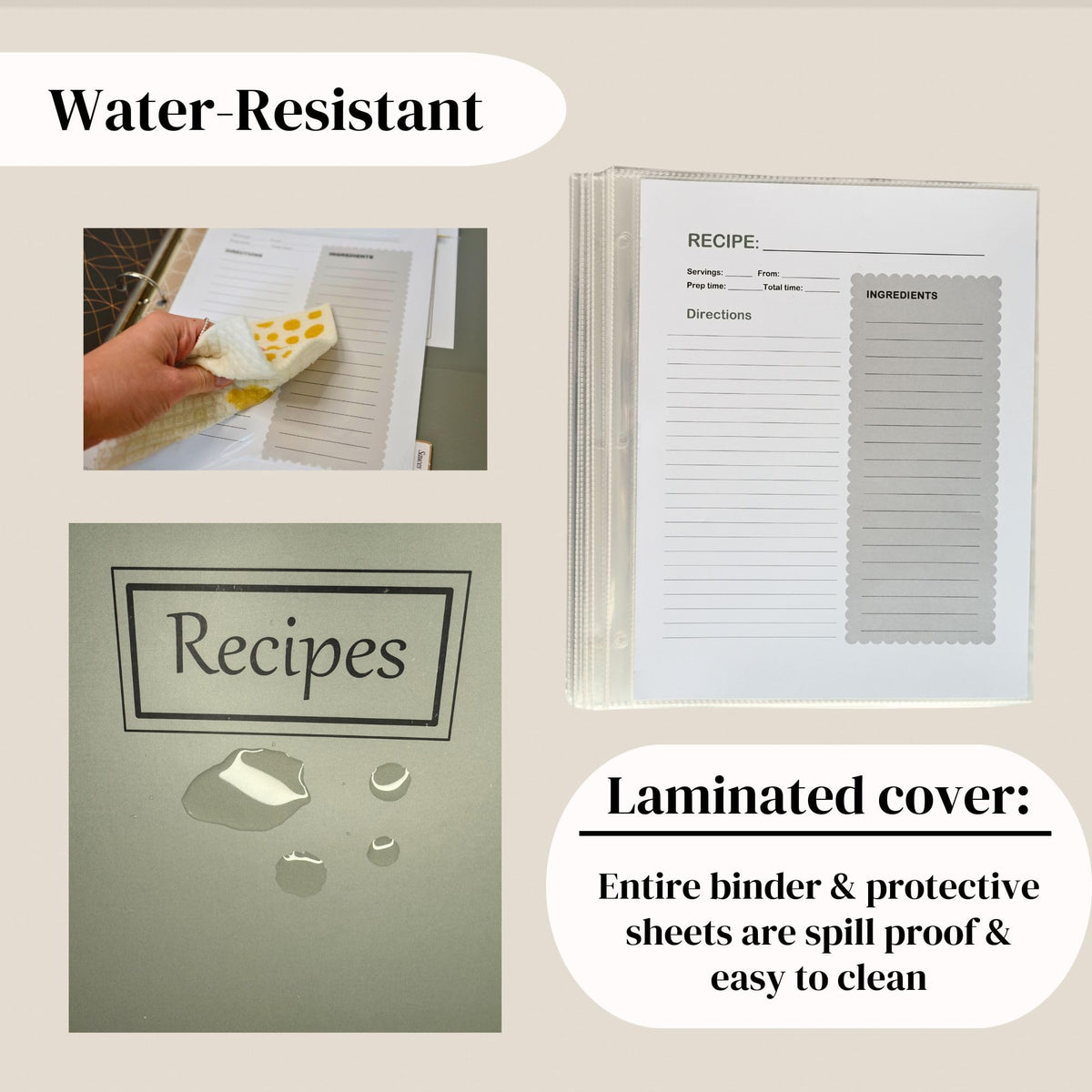Liv'in Free clear protective sheets guard pages from spills while cooking.