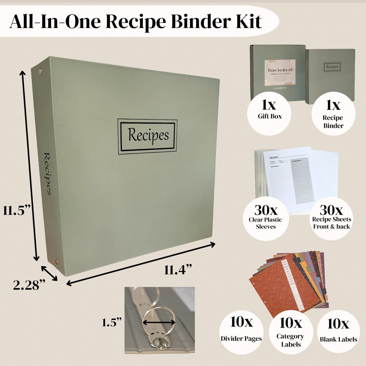Liv'in Free pre-labeled category stickers simplify sorting by cuisine or meal.