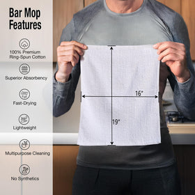 Living Fashions ring-spun cotton bar mop towels for high-absorbency cleaning