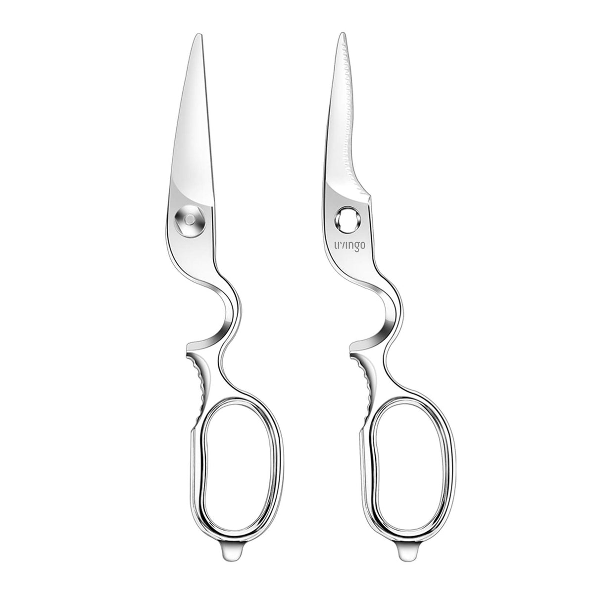 Livingo kitchen shears bottle opener in action for quick bottle access
