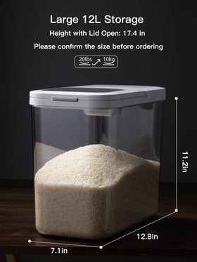 LivLab Mker large airtight storage keeps rice, cereal, or flour fresh.