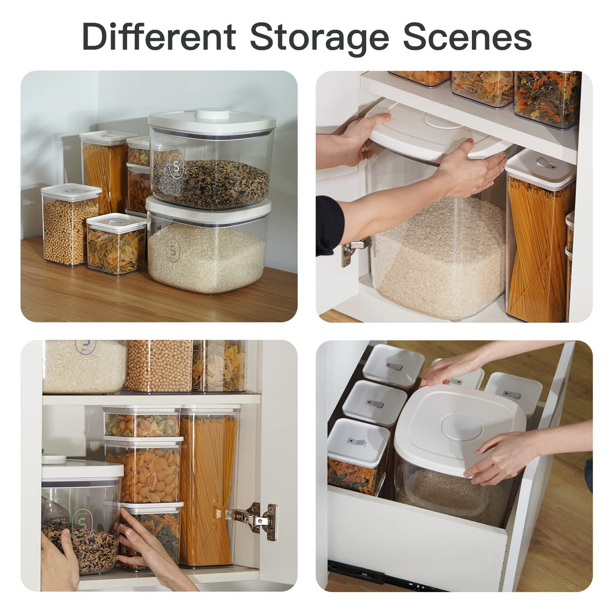 LivLab rice dispenser airtight seal keeps rice fresh longer.