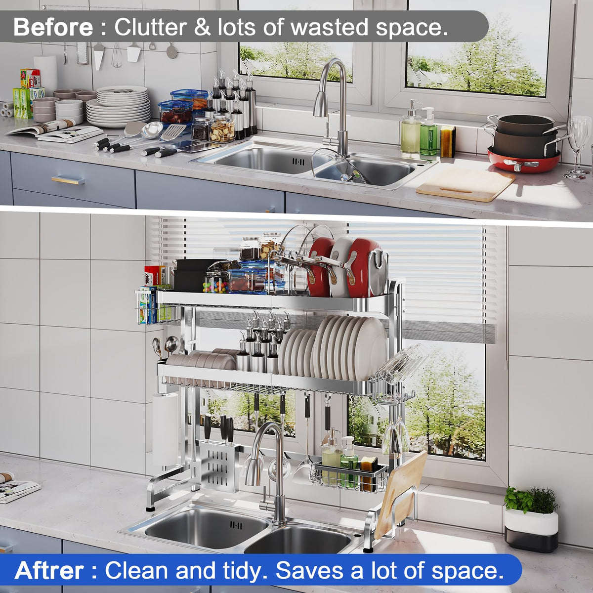LIVOD extendable-length rack adapts to different sink sizes.