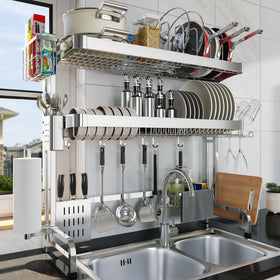 LIVOD over-the-sink dish rack top layer storage for pots and cups, quick dry.