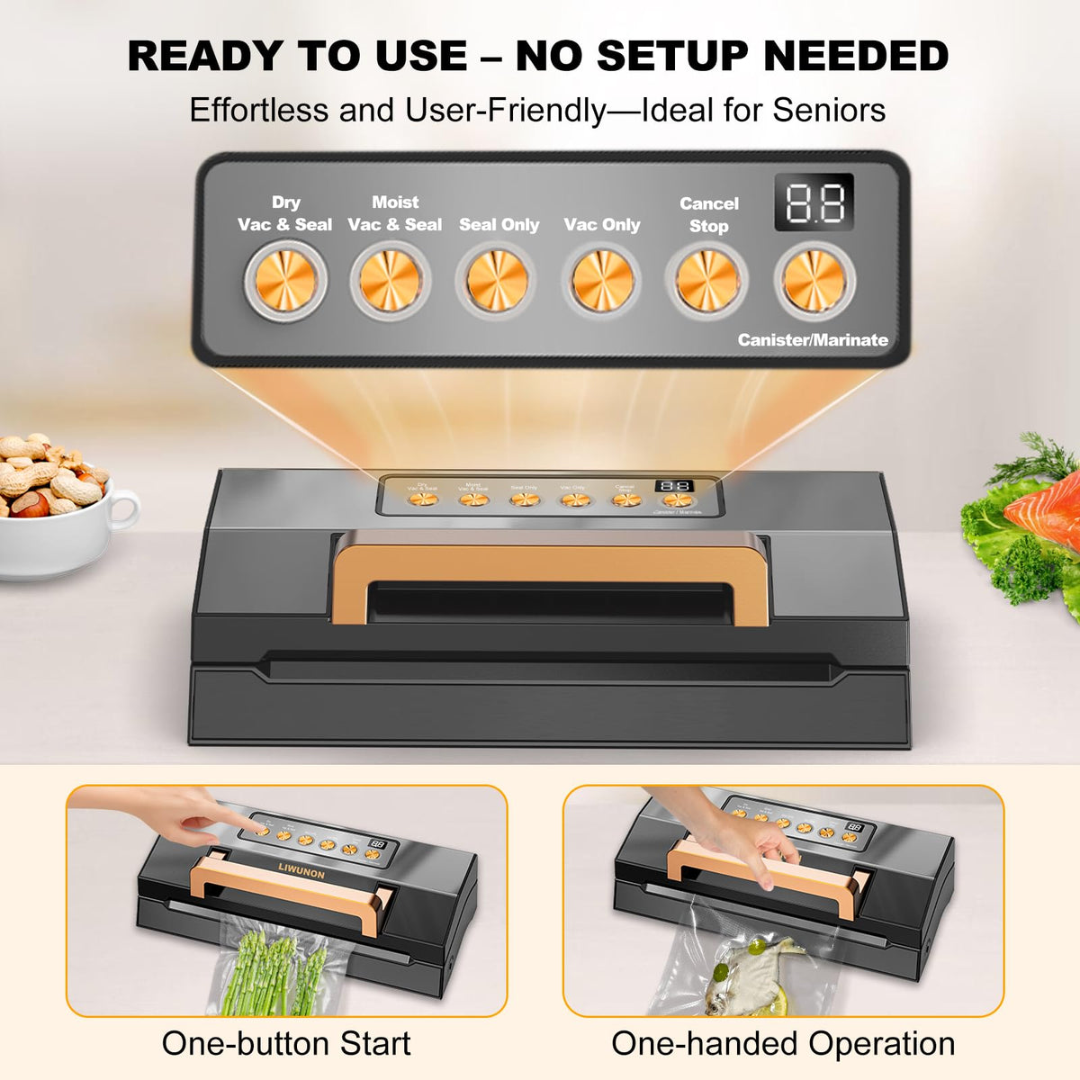 LIWUNON dual‑heat sealing system provides tight, leak‑proof bags