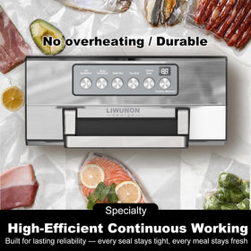 LIWUNON sealer in dry-moist mode highlights flexible preservation for most pantry items.