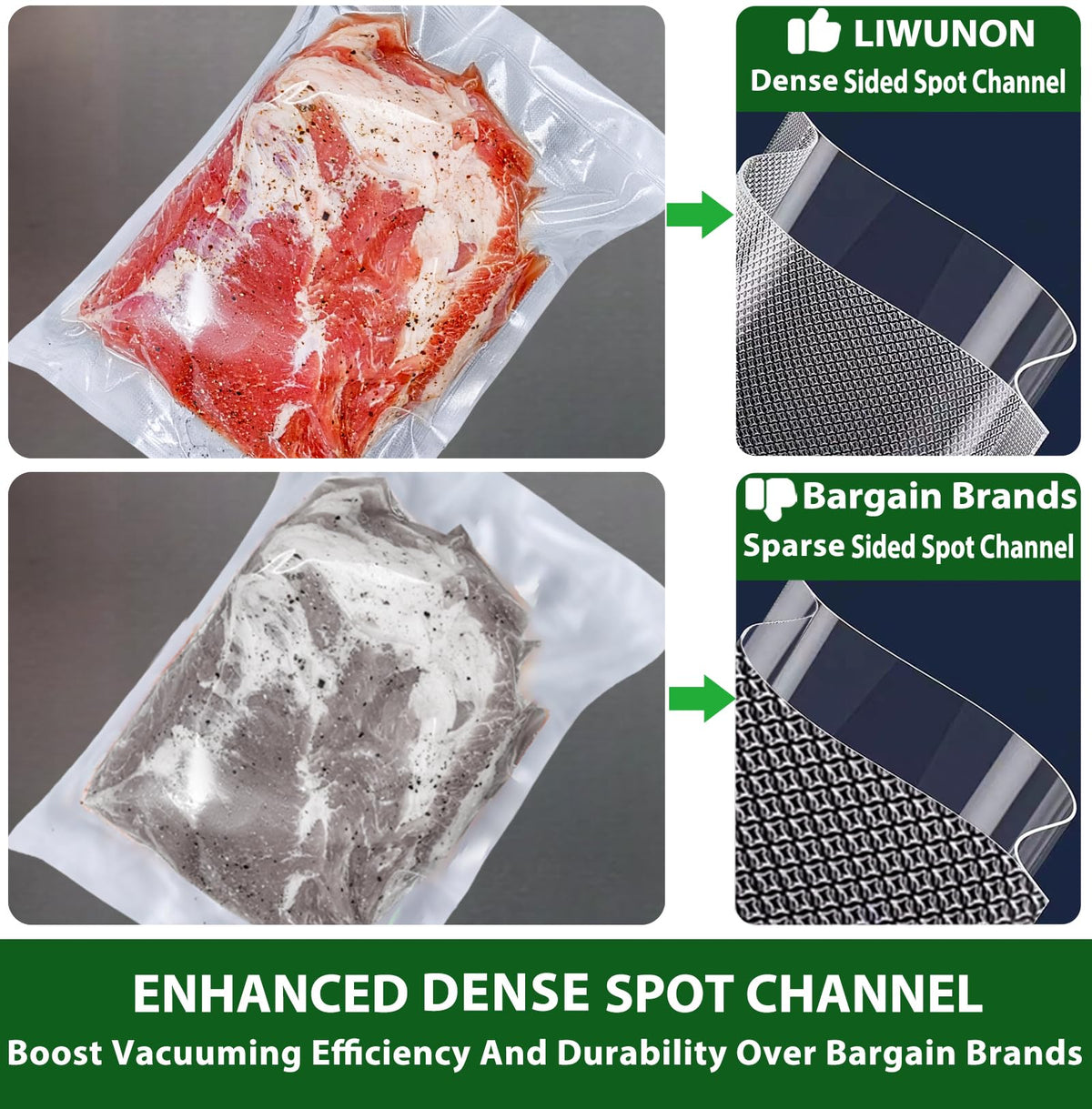 LIWUNON vacuum sealer rolls compatible with clamp-type sealers